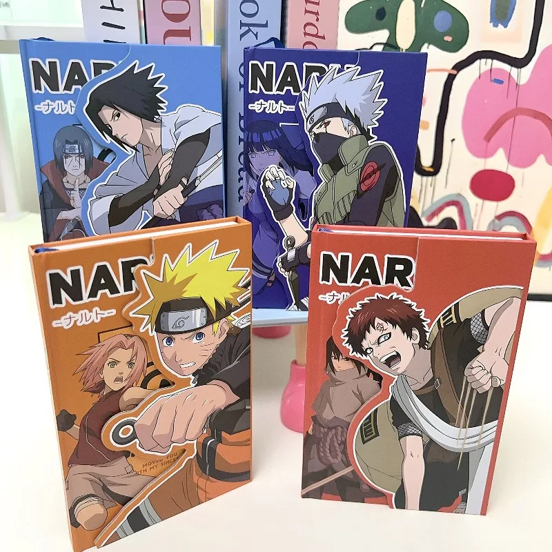 Anime Naruto Color Page Book: Magnetic-Closure Tri-Fold Notebook, Cartoon Anime Lined Diary