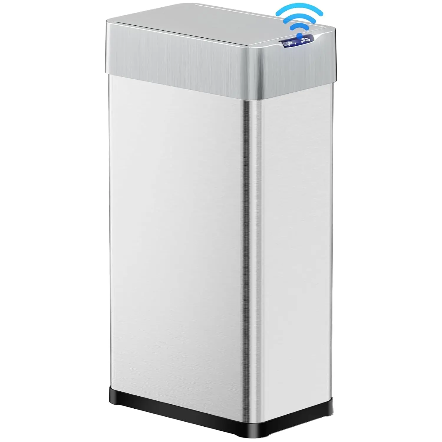 16 Gallon Automatic Trash Can, Stainless Steel Motion Sensor Garbage bin, Smart Trash Can W/Butterfly Lid, Bag Retainer Ring and