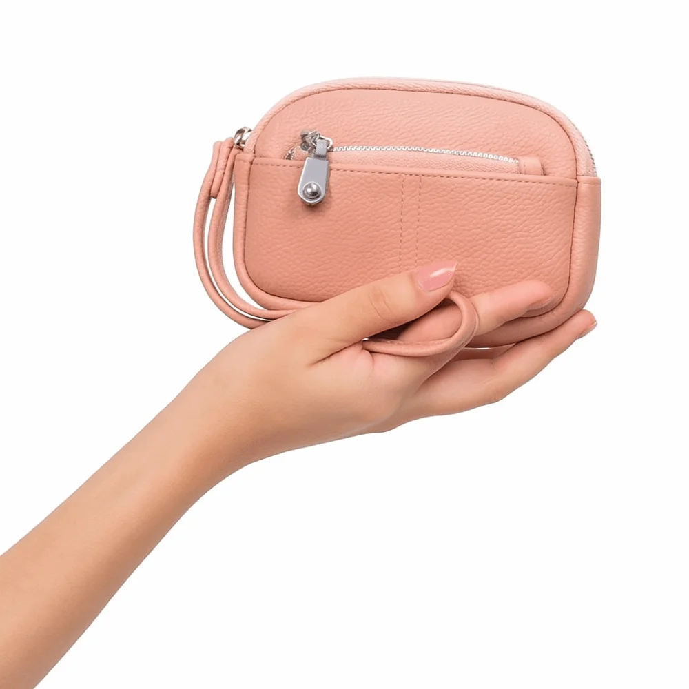 カードホルダー PUレザー ミニ財布 オーガナイザー 軽量 ジッパー付き 小銭入れ キーケース 韓国風 リストキーバッグ 女性 レディース ガールズ