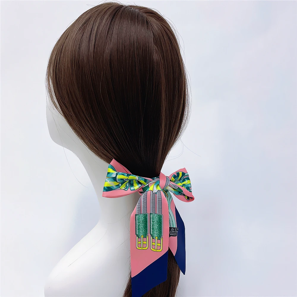 Fashion Women Scarf 2024 Brand Design Silk Scarf Fashion Horse Rope Print Headband Skinny Bag Hair Scarves Neckerchief