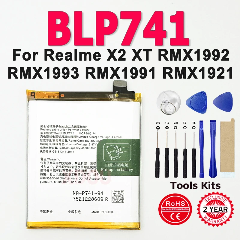 4000mAh BLP741 Batería de repuesto para OPPO Realme X2 XT RMX1992 RMX1993 RMX1991 RMX1921 Baterías + herramientas