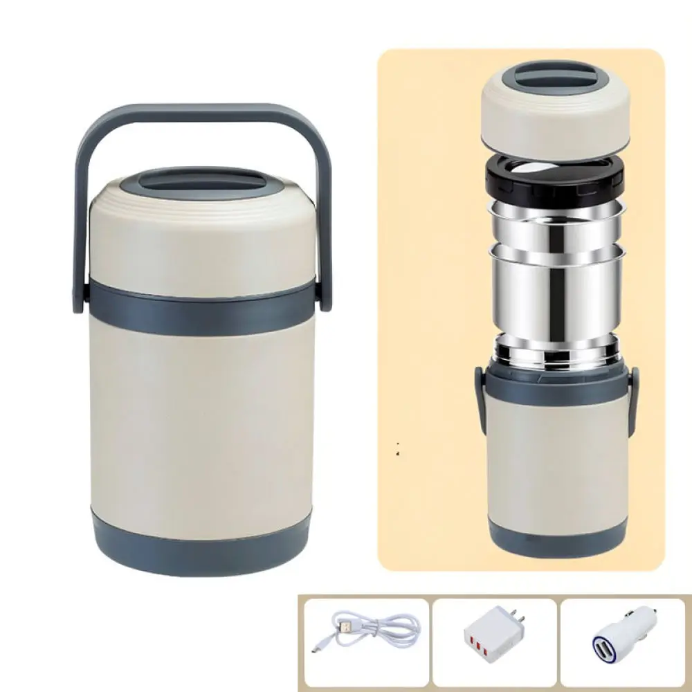 Electric Bento Box 304 Stainless Steel Food Warmer Portable Thermal Container For Office School Travel Car Heating Device