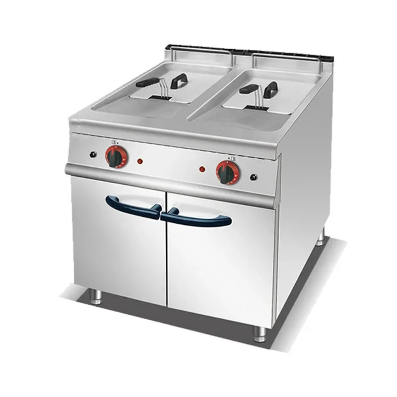 Commercial vertical electric double-cylinder fryer with cabinet luxury combination furnace