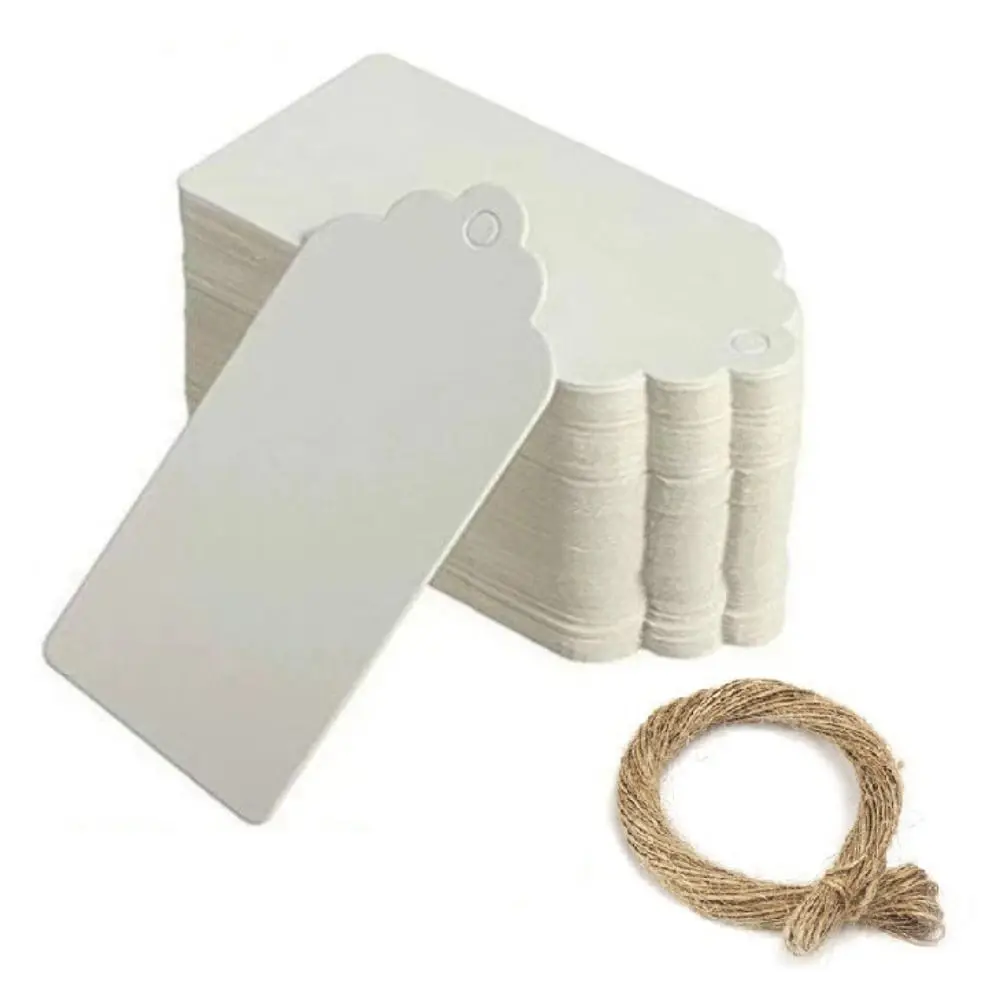 100Pcs Handmade Packaging Label with String Eco-Friendly Wedding Gift Decorating Tag Vintage Multi-functional