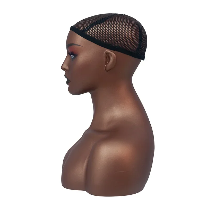 Realistische Afrikaanse Pop Hoofden Vrouwelijke Pruik Stand Mannequin Hoofd Met Schouders Voor Pruik Sieraden Hoeden Display