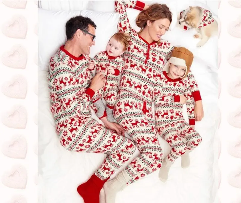 

Family Christmas Matching Pajamas Set Mother Father Kids Clothes Look Outfit Baby Rompers Deer Pyjamas Family Matching Clothes