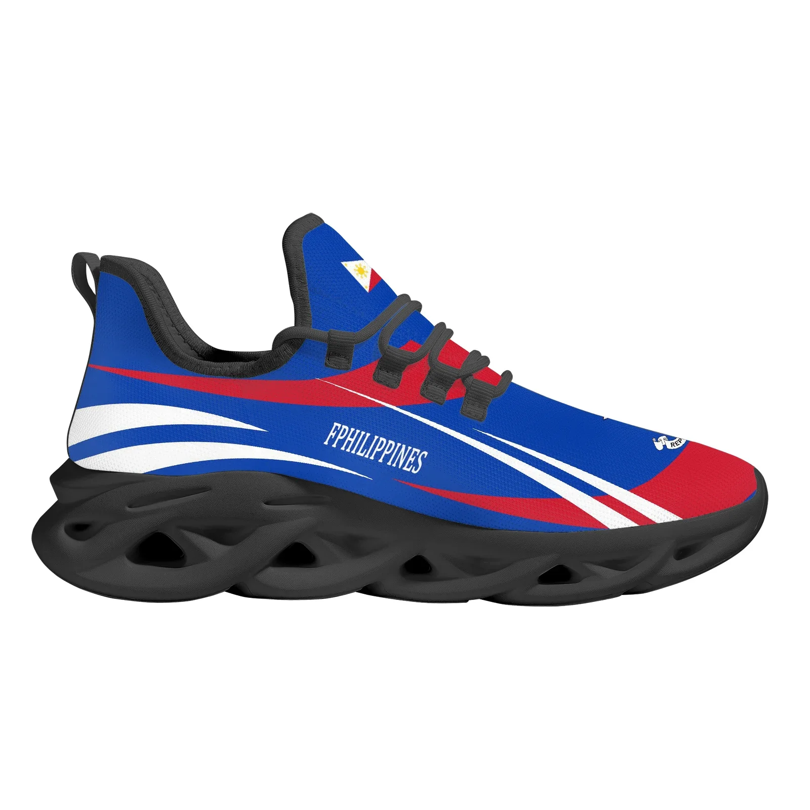 Blue Philippine Flag National Emblem Design Lightweight Breathable Knitting Thread Platform Basketball Shoes