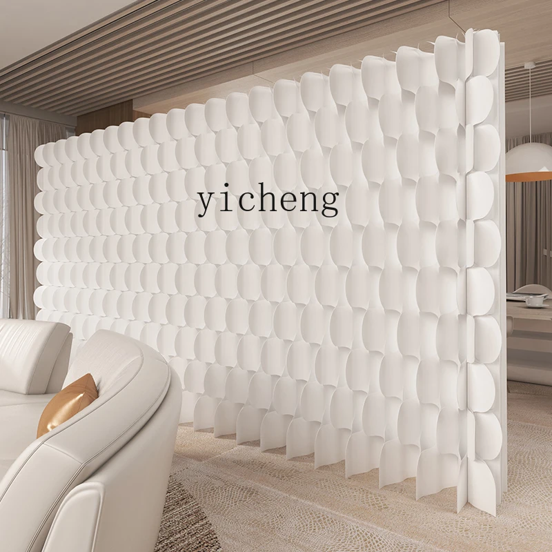 X5-14  living room entrance soft screen partition office push-pull mobile fence exhibition fish scale paper wall baffle