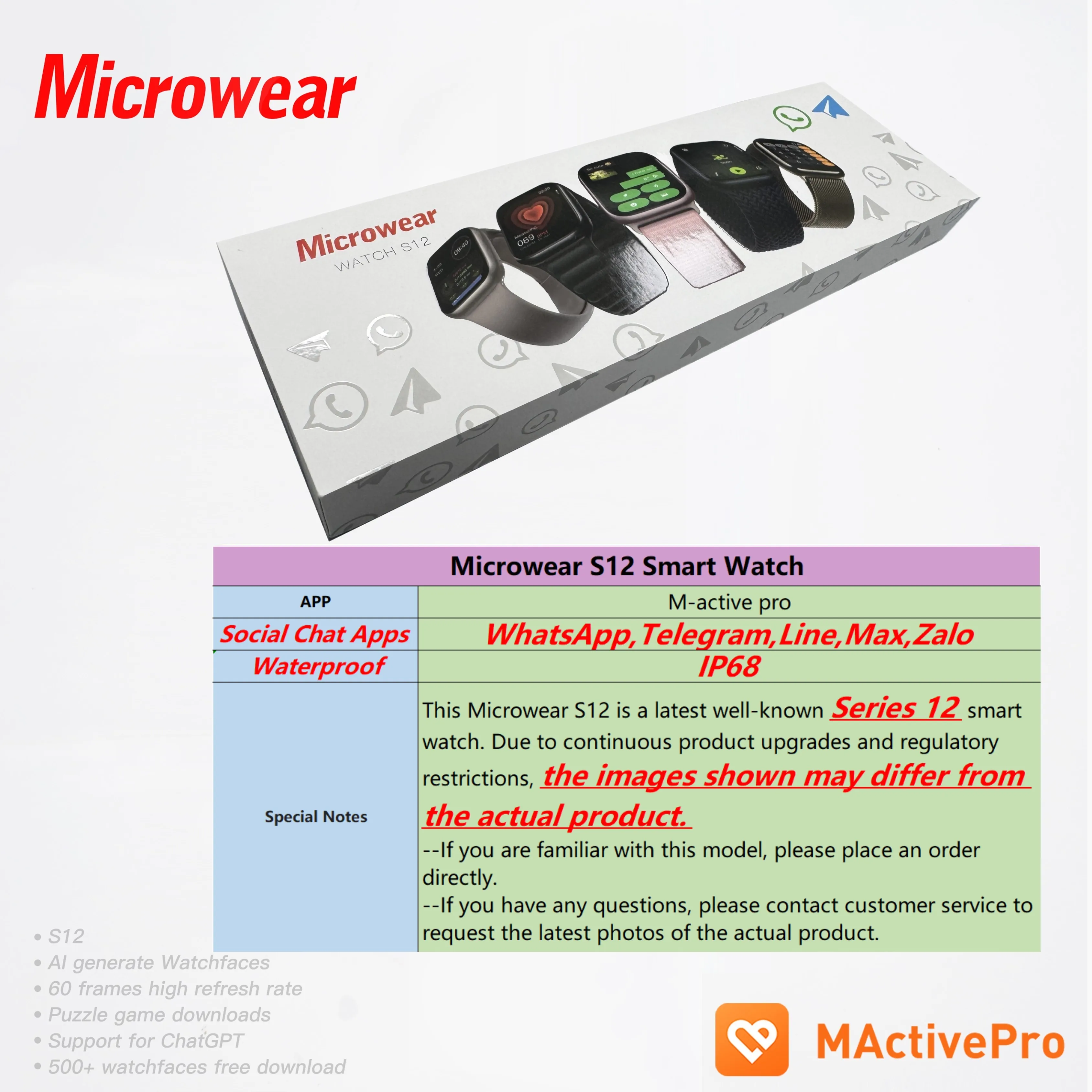 Smartwatch Watch Whatsapp - Telegram WhatsAPP Reply Microwear Series 12