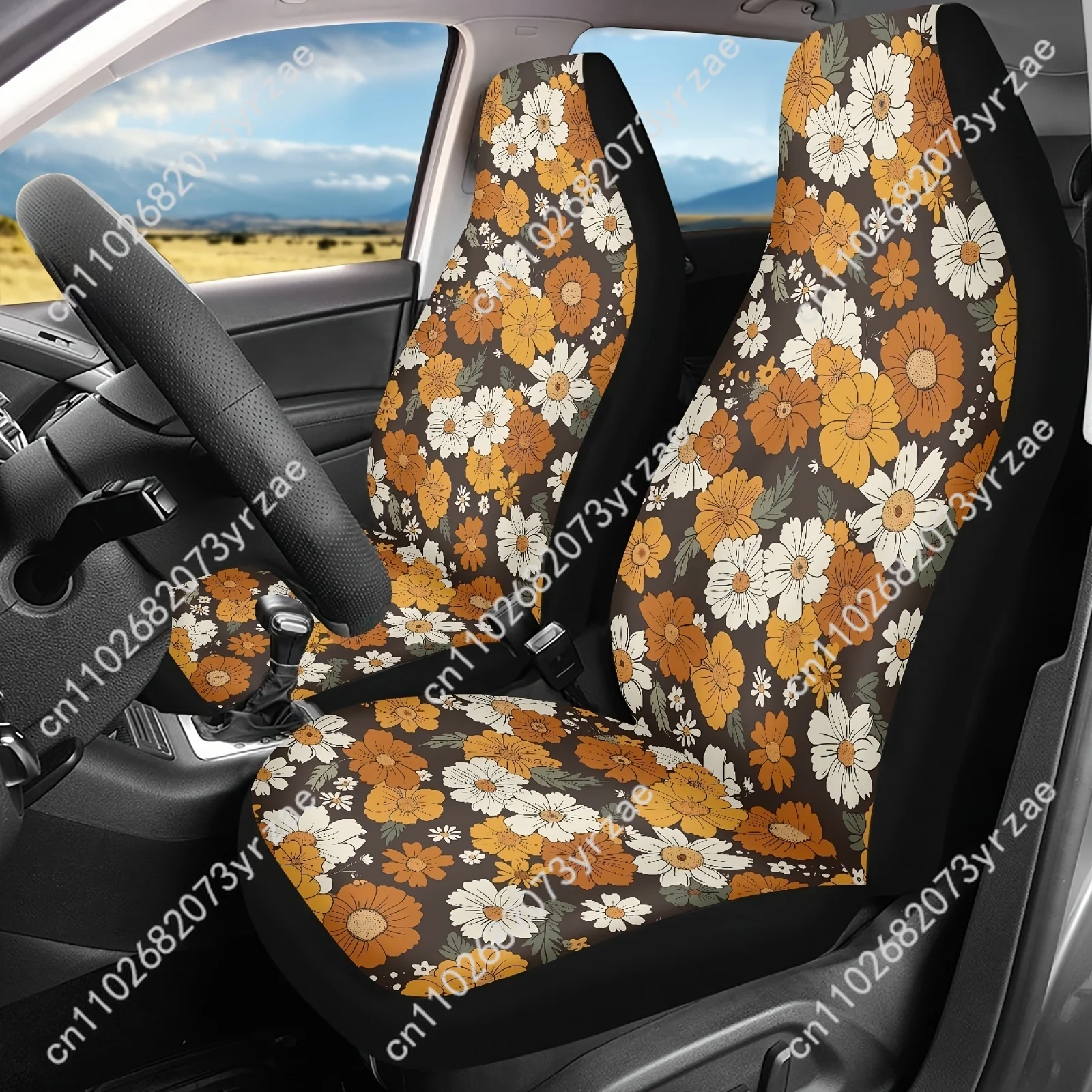 

Hippie Flower Car Seat Covers Universal Environmentally Friendly Interior Decorations Comfortable Breathable Car Seat Covers