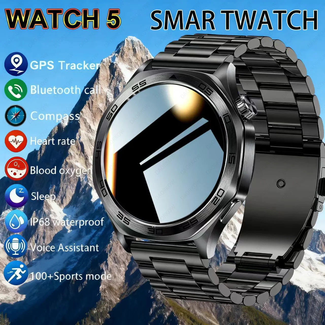 

2025 New Outdoor Watch 5 Smartwatch Mens HD AMOLED screen Heart Rate Bluetooth Talk IP68 Waterproof Mens Smartwatch for Android