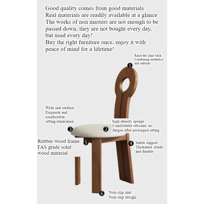 Solid wood dining chair home designer medieval backrest chair wabi wind bedroom makeup chair key chair view 6