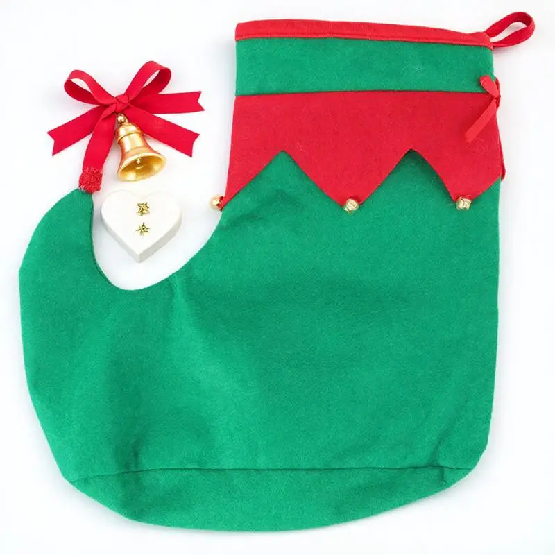 1 pezzo di scarpe da elfo, scarpe natalizie carine, design rosso verde con divertenti bomboniere per feste, accessori per costumi, decorazioni natalizie