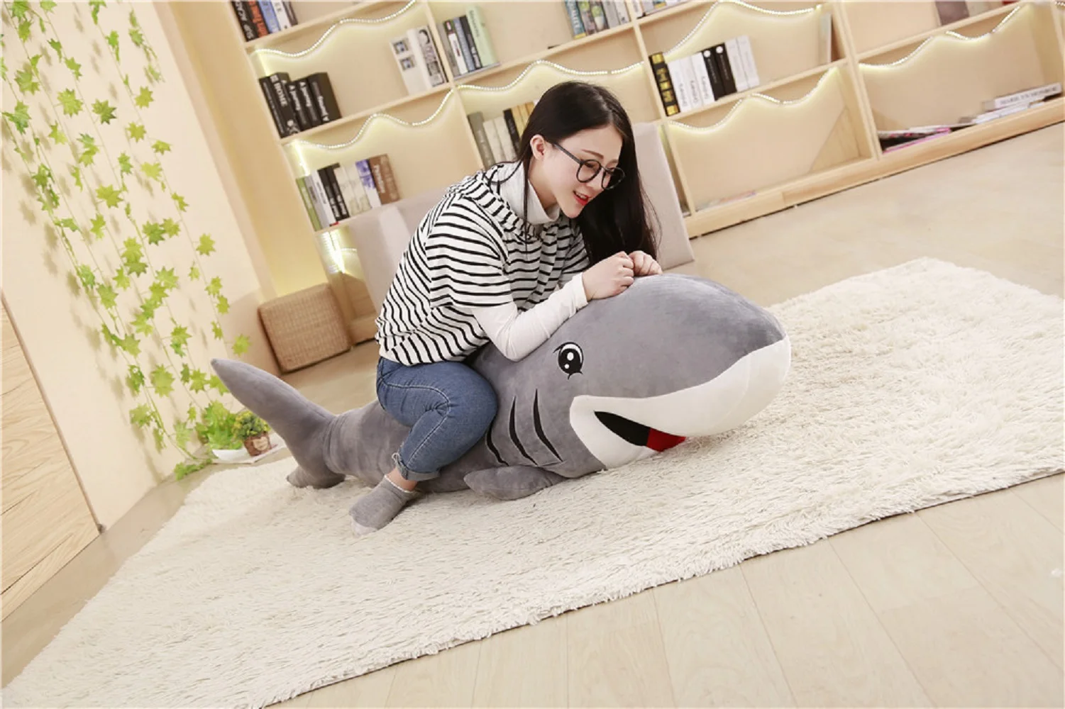 huge plush gray shark toy new big stuffed undersea world shark doll gift about 150cm