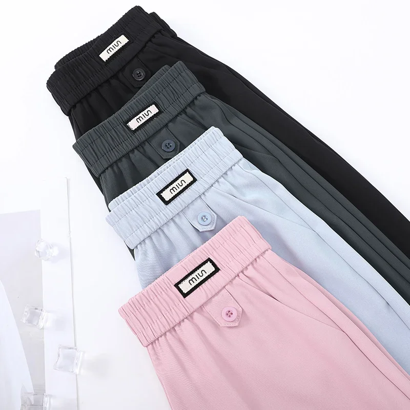 Pantaloni Haren pantaloni estivi da donna sottili da nove pollici 2024 nuovi pantaloni casual a vita alta che dimagriscono gamba dritta carota piede