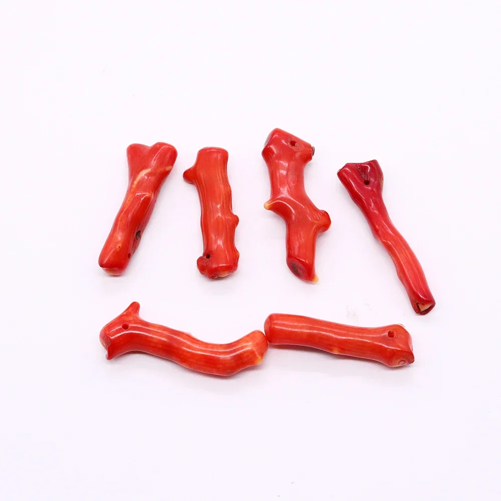 Natural Stone Red Coral Beads Tree Branch Loose Spacer Coral Beads for Jewelry Making 13x37mm Bracelet DIY Handmade Accessories