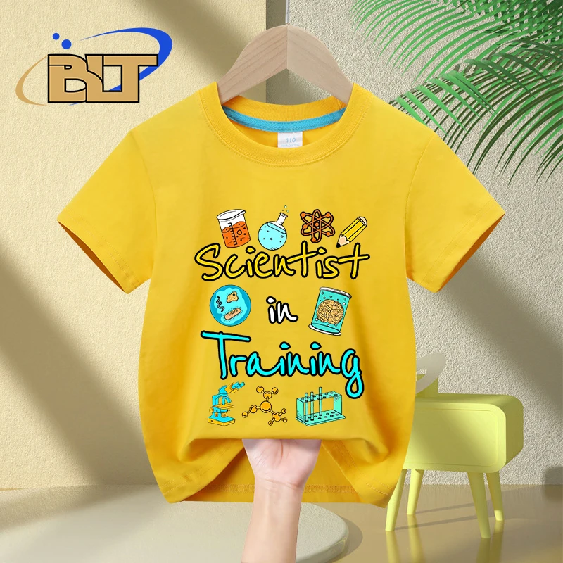 Scientist In Training Science printed kids T-shirt summer children's pure cotton short-sleeved casual tops boys and girls gifts