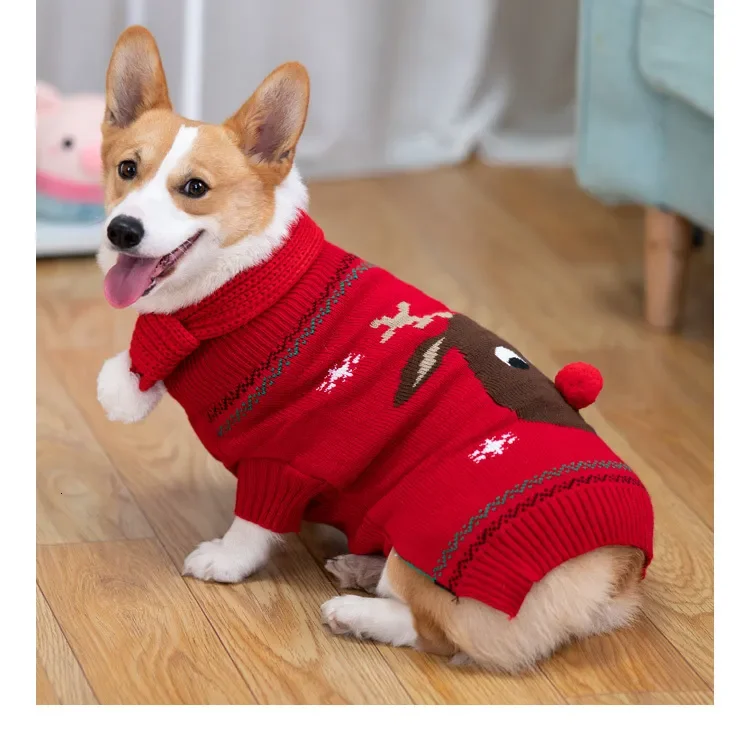 

Dog Apparel Christmas Dog Clothes Winter Dog Sweater Pet Outfit Knit Apparel Cat Puppy Clothing Xmas Pet Costume Coat Corgi