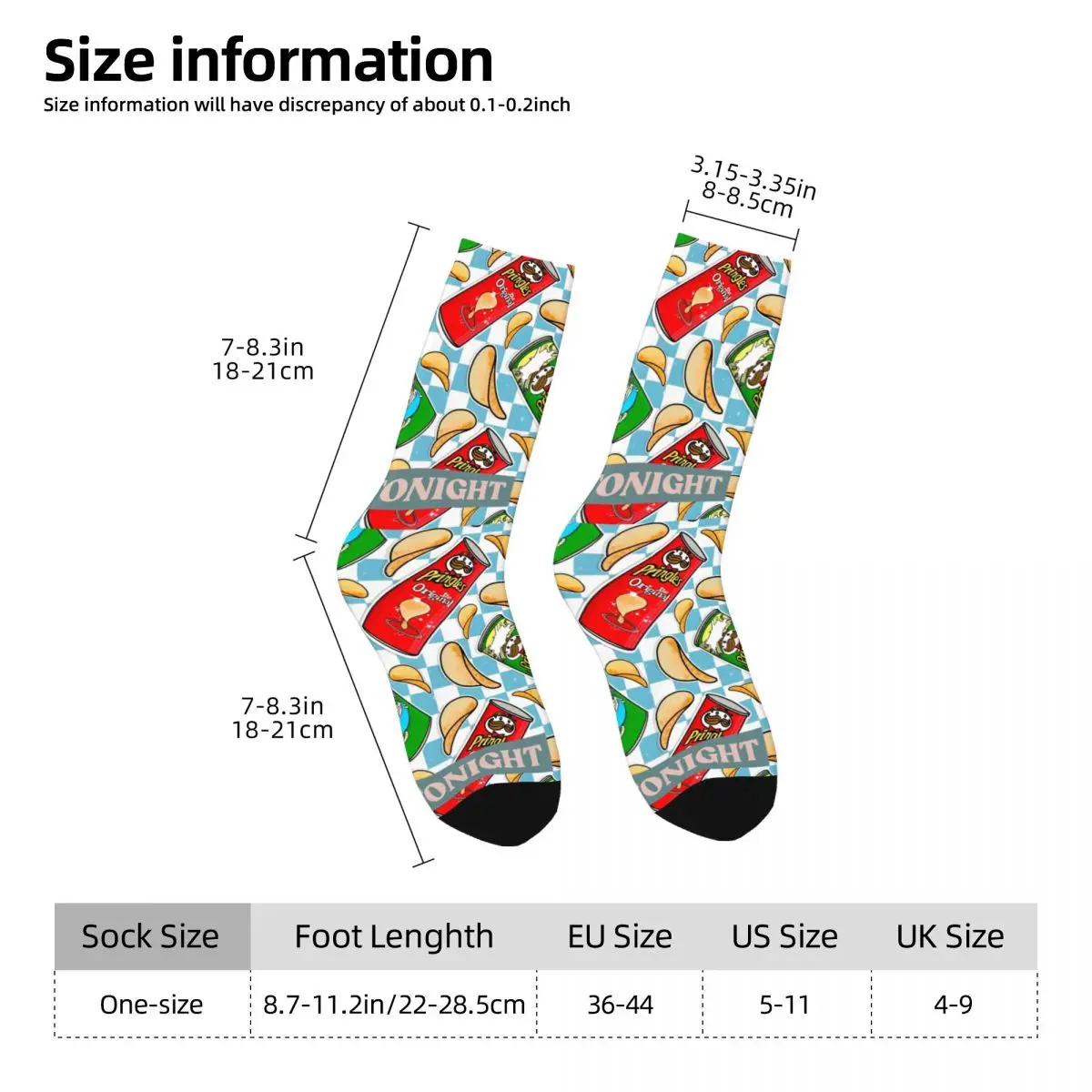 Pringles Chip Socks Vintage Stockings Men Soft Breathable Outdoor Sports Socks Winter Design Anti Bacterial Socks