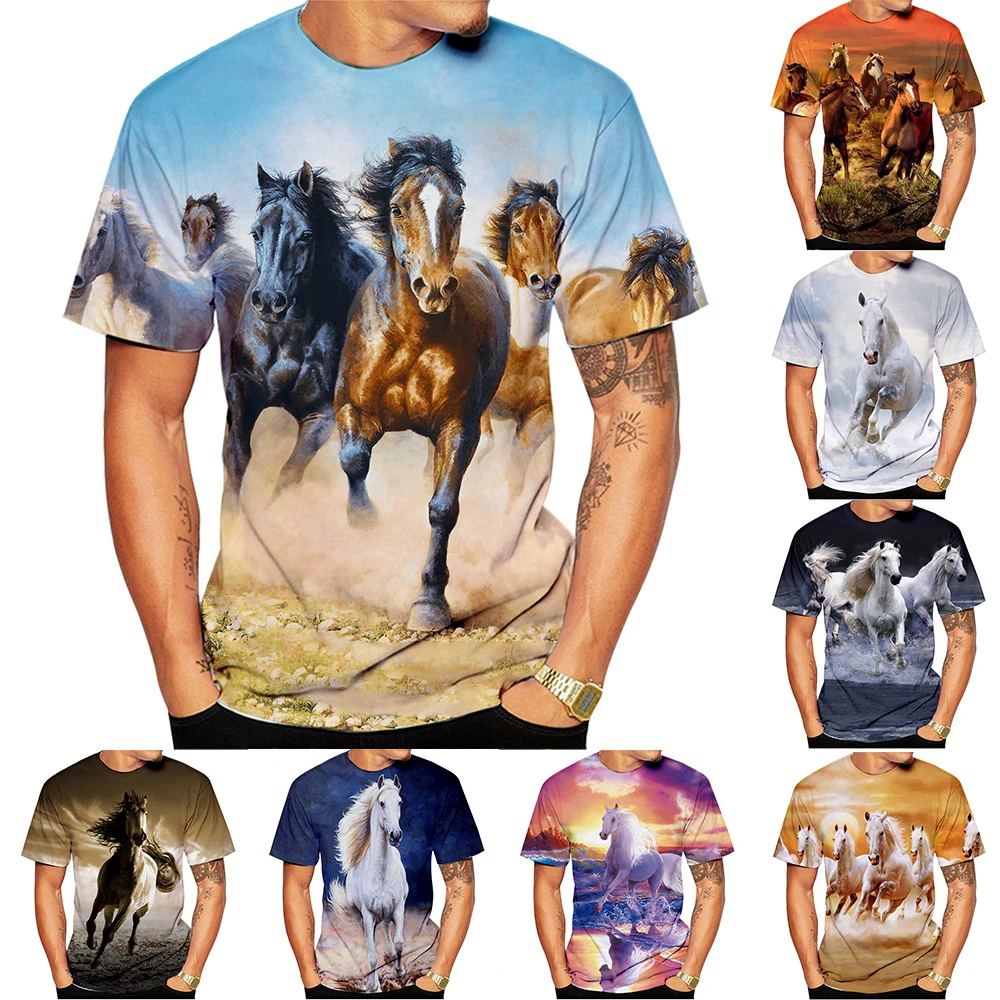 New Fashion Men Women 3d Tshirt Printied Animal Horse Creative Casual T Shirts for Men