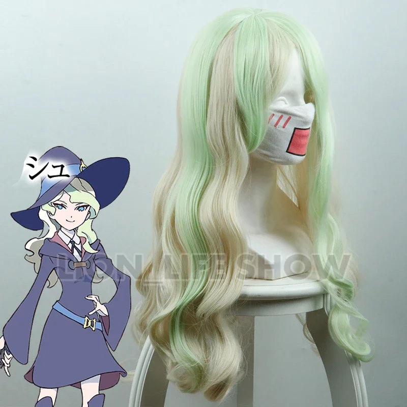 

Anime Little Witch Academia Cosplay Wig light green long Hairs Girls Diana Cavendish wigs Wig Cap