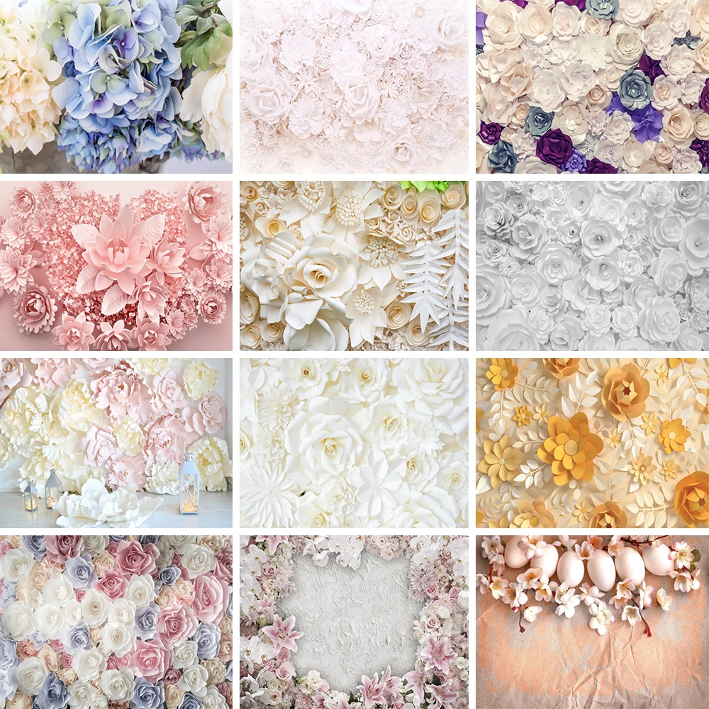 

3D Pure Blooming Flowers Wall Scene Photography Backgrounds Custom Newborn Portrait Photographic Backdrops For Photo Studio