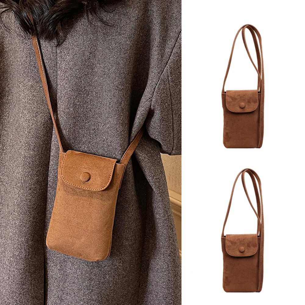 

Mini Crossbody Phone Bag Women's 2025 New Fall Winter Niche Vintage Matte Brown Small Lightweight Flap Over Shoulder Handbag