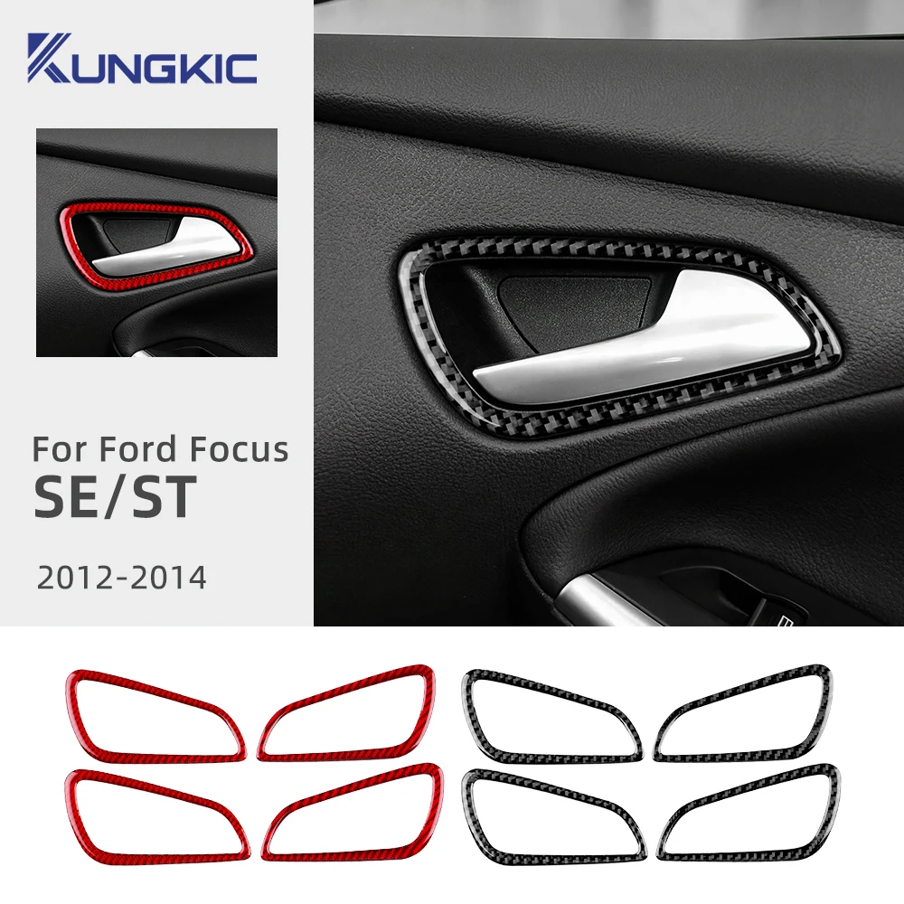 

For Ford Focus SE ST Ecoboost 2012 2013 2014 Real Soft Carbon Fiber Sticker LHD RHD Car Door Handle Frame Panel Trim Accessories