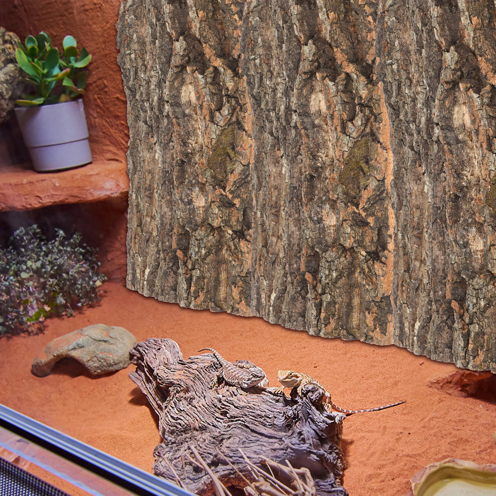 

2pcs Reptile Tree Bark Natural Cork Bark For Terrarium Decor Turtle Climbing Platform Reptile Bask Hide Decoration Landscape