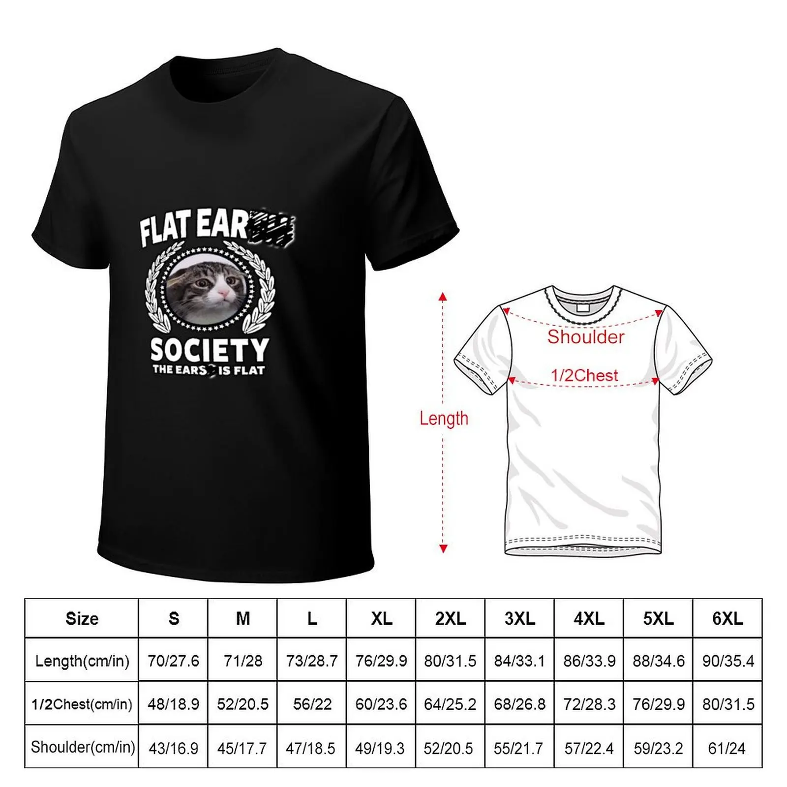 Funny Flat Ear Society Cat Meme Shirt T-Shirt plus size clothes blanks boys animal print vintage t shirts Short sleeve tee men