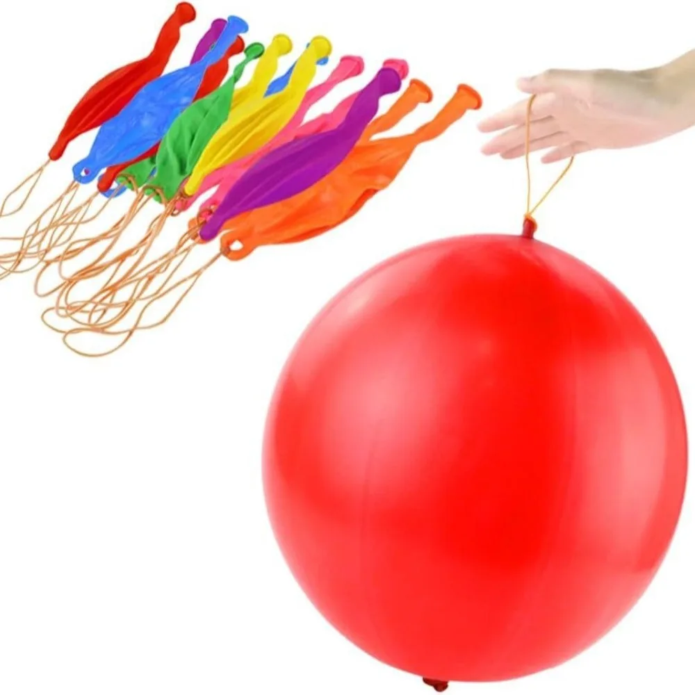 

D5 50pcs Slap Ball Creative Colorful Punch Balloons With Rubber Band Handle Fun Outdoor Toy Bounce Balloons Kids Gift