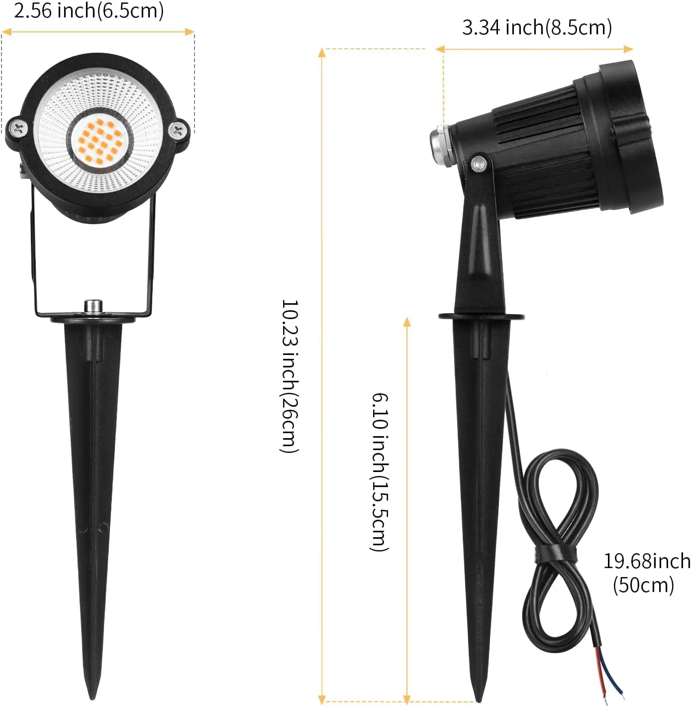 7W 700LM LED Outdoor Landscape Lights, 12V/24V Warm White Spotlights, IP65 Waterproof, 6 Pack for Garden Pathway