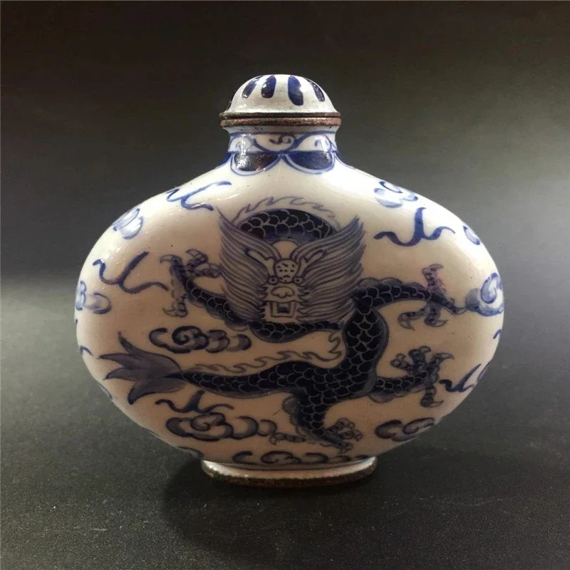 China Old Beijing Used Old Snuff Bottle Cloisonne Dragon Snuff Bottle