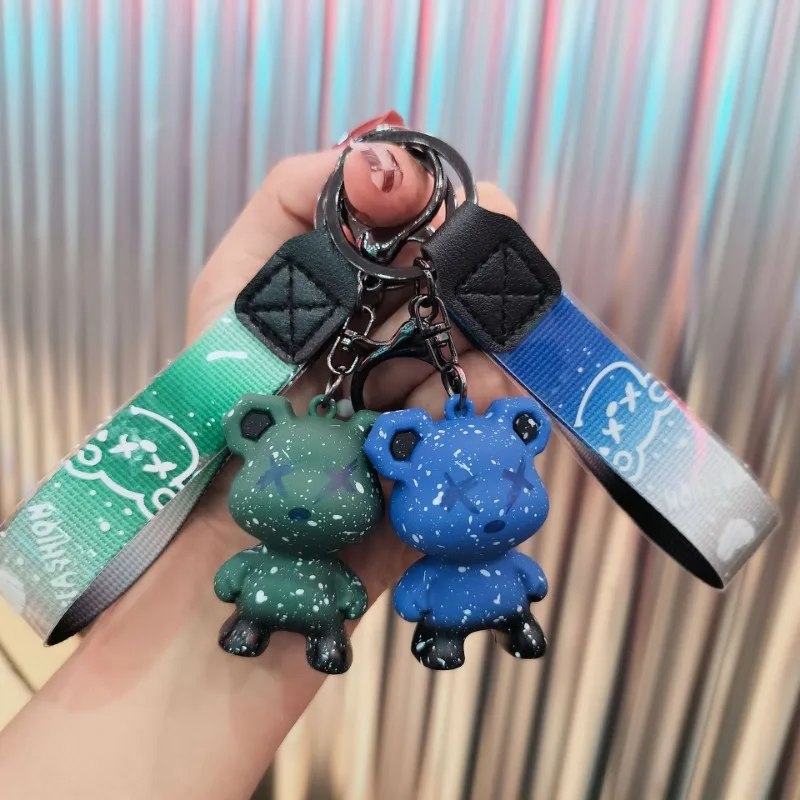 Cute Bear Keychain With Strap The Best Car Key Keyring Animal Bag Backpack Key Chain Charm Pendant Accessory Gift image 4