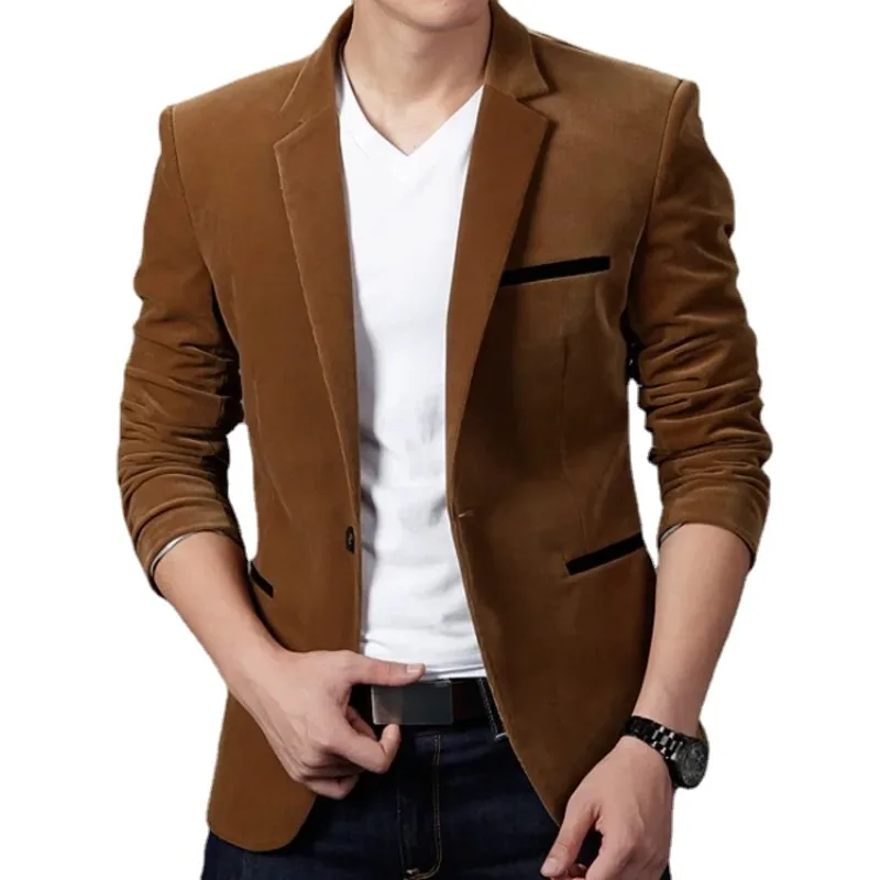 

Brand Mens Corduroy Blazers Autumn Spring Fashion Male Slim Fat Casual Suit Jacket Men Blazer Masculino Clothing Vetement Homme