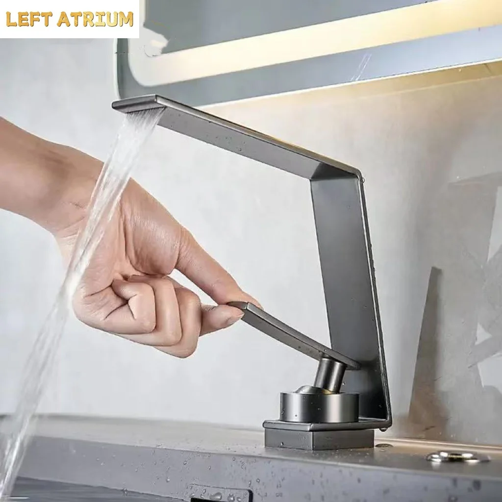 Light Luxury Gun Gray Basin Washbasin Faucet Toilet Undercounter Basin Bathroom Cabinet Hot and Cold Waterfall Faucet