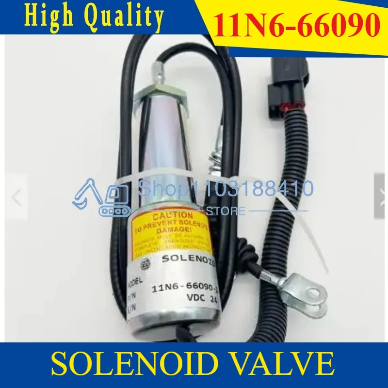 11N6-66090 EXCAVATOR Flameout SOLENOID VALVE Fuel Shutdown Solenoid FOR R210LC-7 R220LC-9 R210lc-9 Stop Shutoff Valve