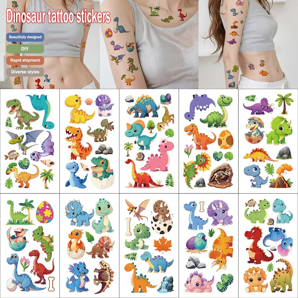 

10pcs/set Cartoon Small Dinosaur Temporary Tattoo Sticker diy body decoration disposable tattoo stickers