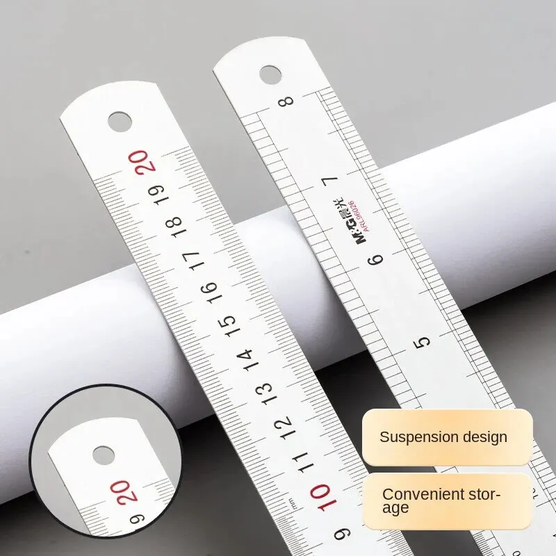 M&G Stationery 20cm Aluminum Alloy Ruler Measuring Drawing Scale Ruler Two-way Scale Office Supplies School Stationery