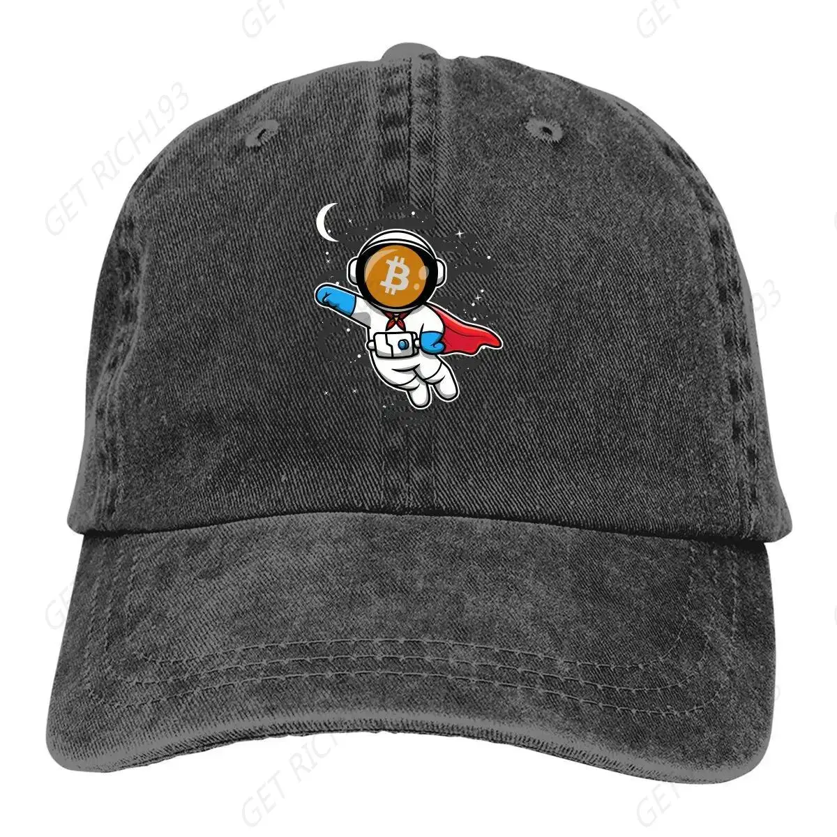 

To The Moon Crypto Token Baseball Caps Peaked Cap Funny Astronaut Bitcoin Sun Shade Hats For Men Women