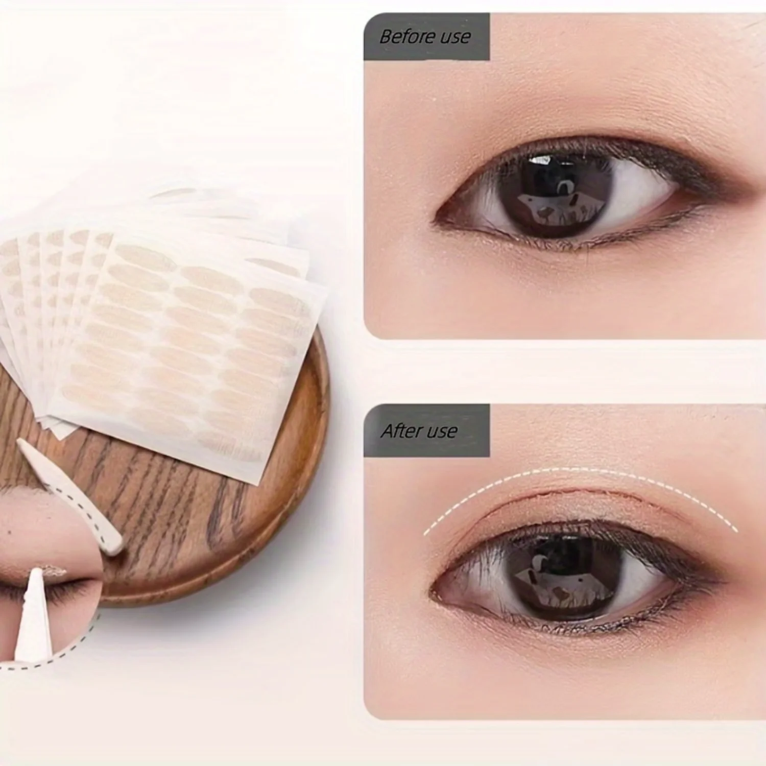 Double Eyelid Tape Stickers,  Pcs/Roll, Natural Fiber Lace, Instant Eyelid Lift Strips, With Application Tool, Transparent Eye M