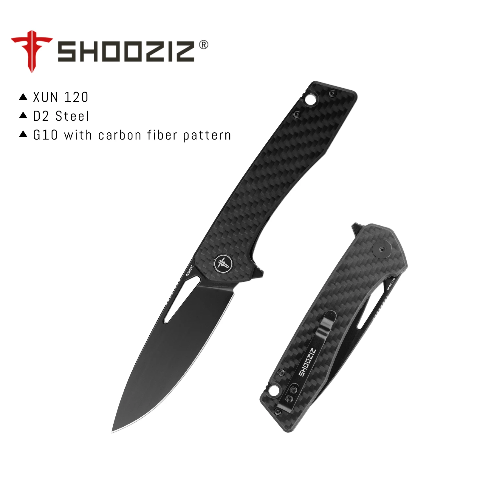 Shooziz EDC Pocket Folding Knife with Clip, 3.66
