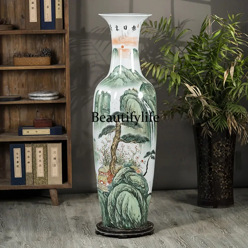 NQ52 Jingdezhen Ceramic Floor Vase Living Room TV Cabinet High-end Decoration Company Opened Ornament