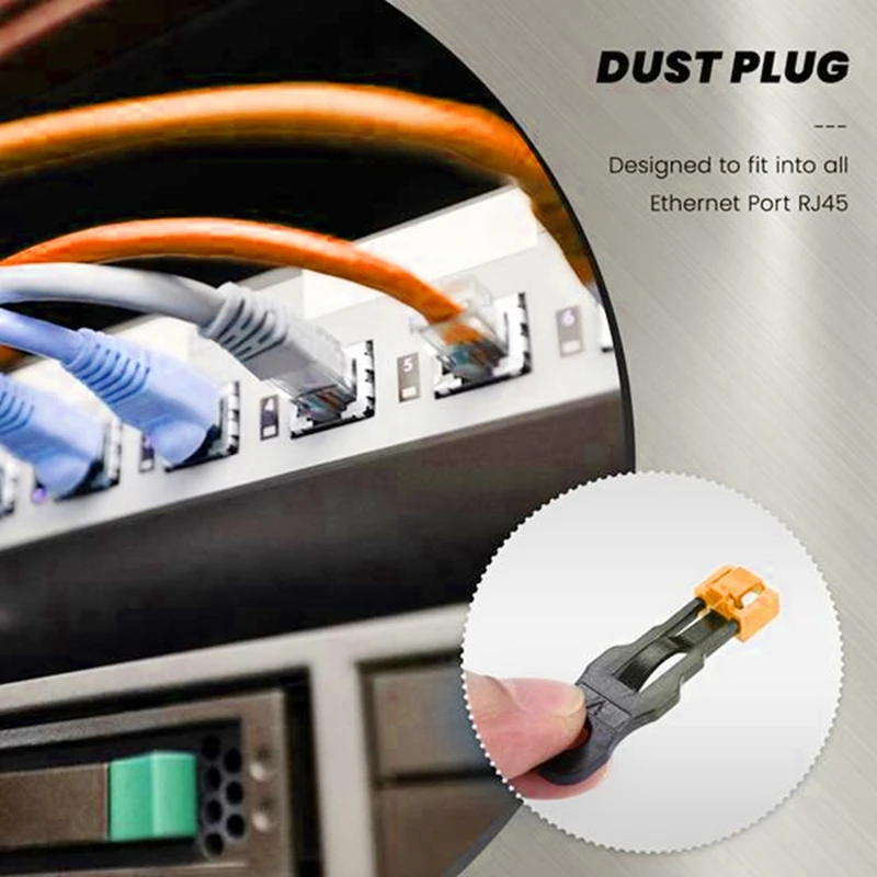 500 個オレンジ RJ45 ポートイーサネット LAN ハブアンチダストカバープラグキャップブロックアウトプロテクター独自のロックとキー