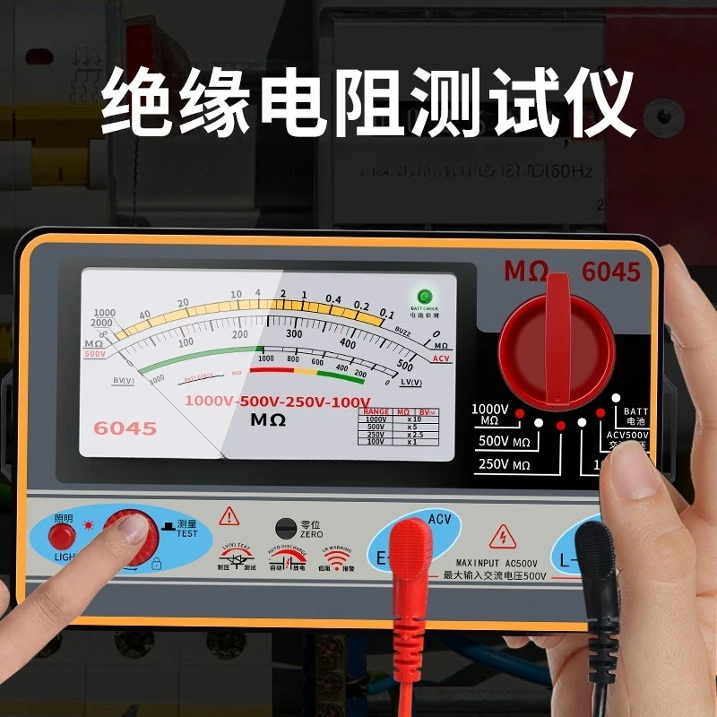 Analog Hand Crank Megohmmeter 500V/1000V Insulation Resistance Tester Electrical Insulation Test Meter