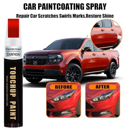 EA/M7403A Hot Pepper Red Metallic Tinted Clearcoat Touch Up Paint for Ford, Car Paint Pen Scratch Repair