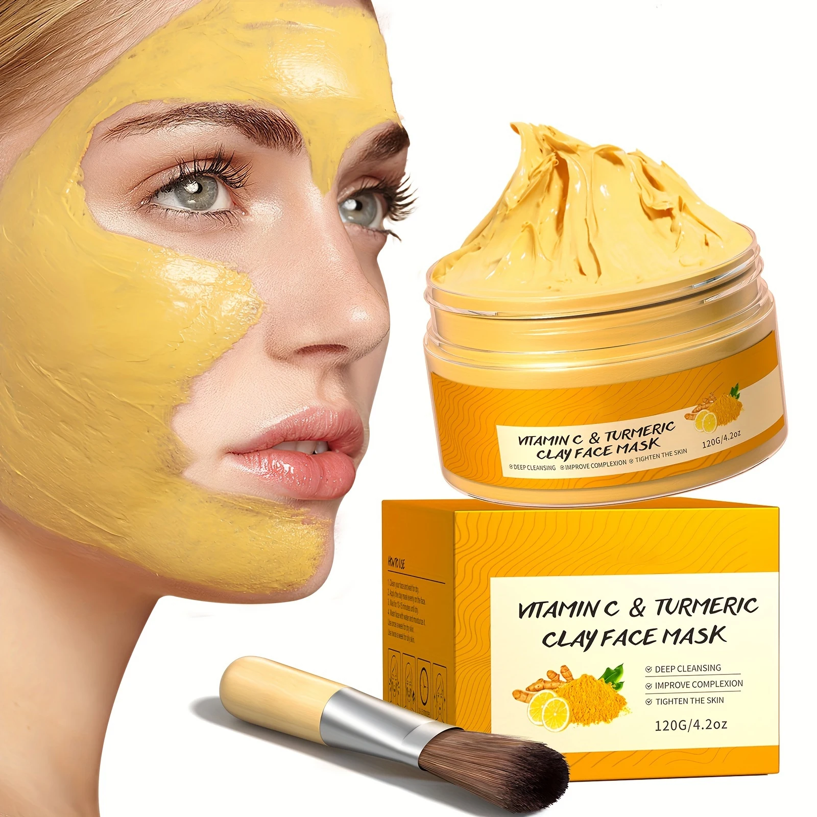 

120g Turmeric Vitamin C Cleansing Mask Turmeric Mud Mask Deep Cleansing Mask Vitamin C Mask Deep Moisturizing Fast Absorption
