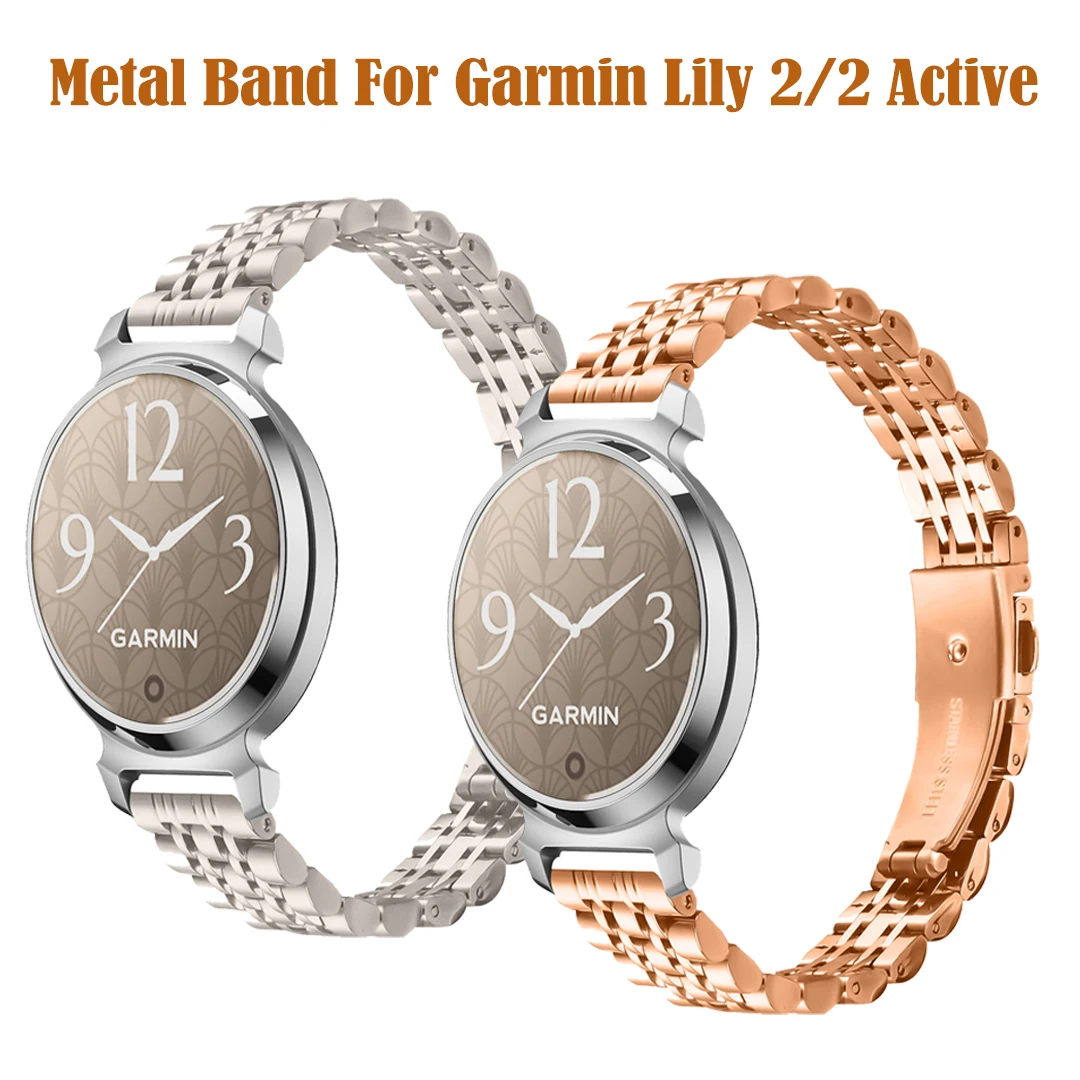 Correa para el reloj inteligente Garmin Lily 2: nueva correa universal de acero inoxidable con 7 eslabones de 14 mm, accesorios para Garmin Lily 2 Active.