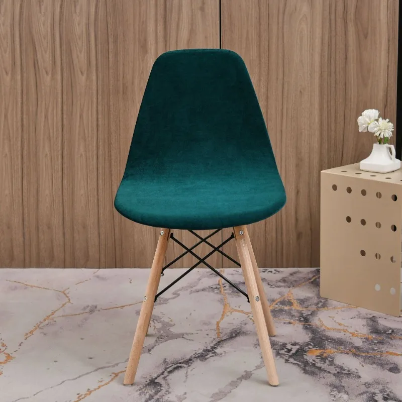 Velvet Shell Chair Cover Solid Color Stretch Nordic Round Chair Covers Elastic Dining Seat Cover Home Hotel Party Banquet 2024