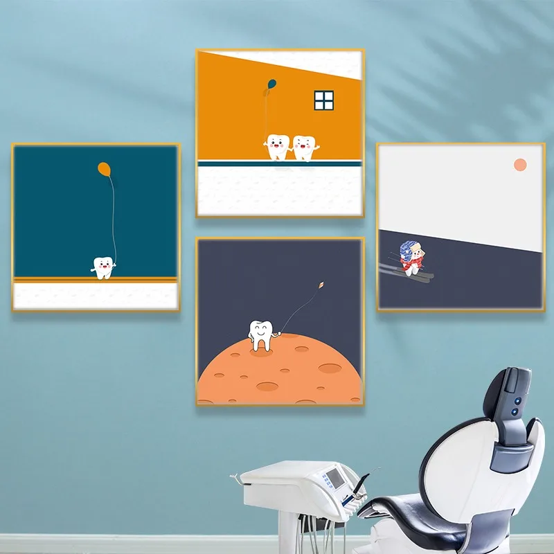 Tooth Implant Cartoon Tooth Correction Orthodontics 24 Posters Pictures Canvas Wall Art Home Decor for Living Room Decoration